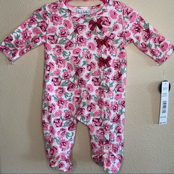Nicole Miller Baby Girl Floral Footie 0-3M - Picture 1 of 5